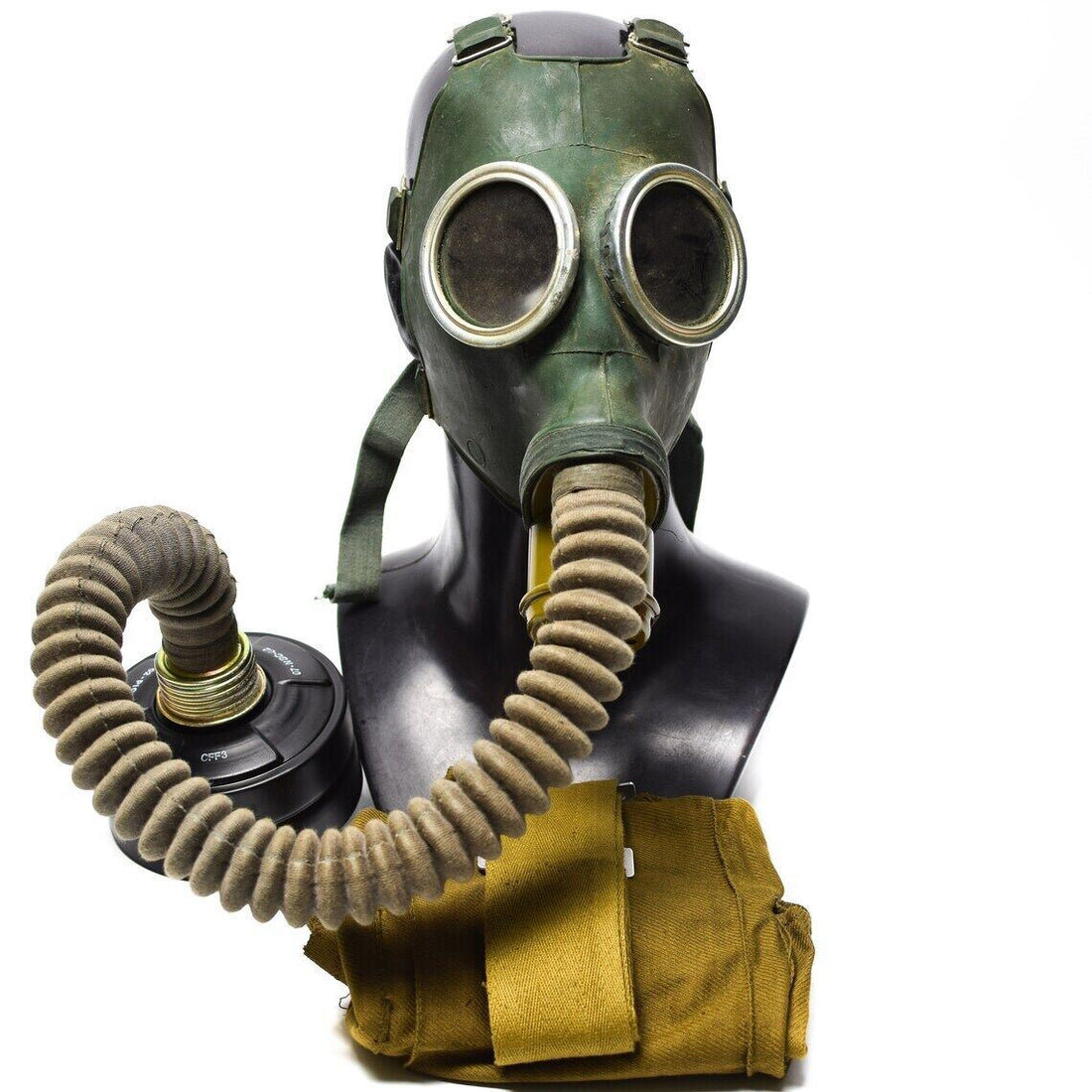 Masque à gaz GP-4 soviétique original des années 1960, kit de surplus militaire vintage en caoutchouc gris