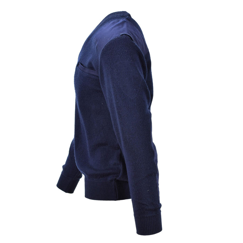 Pull militaire néerlandais authentique Pull militaire bleu Pull officier col en V pour homme