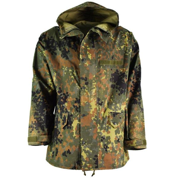 Veste de campagne originale de l'armée allemande GoreTex Flecktarn imperméable à l'eau parka de pluie NEUF