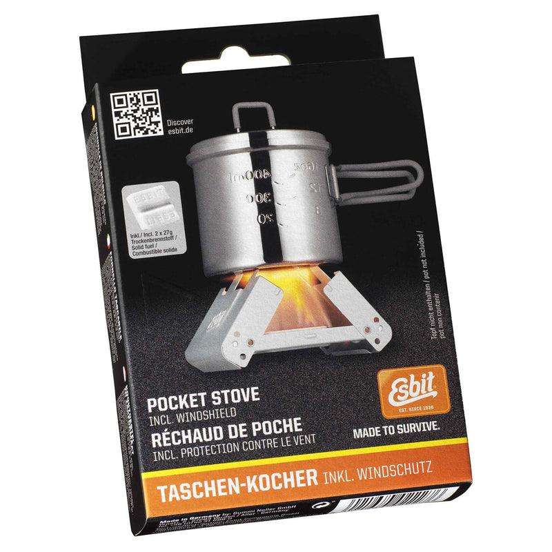 Réchaud de cuisine ESBIT Bushcraft Petit réchaud de camping pliable Pocket 2x27g combustible solide