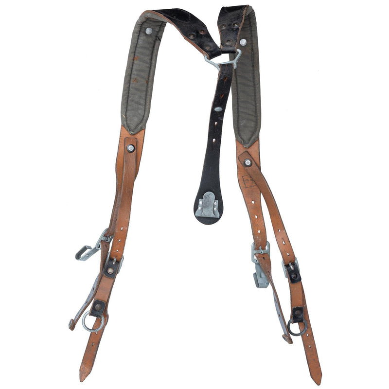 Bretelles Y-Strap originales de l'armée autrichienne en cuir véritable vintage surplus militaire