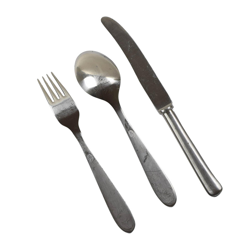 Véritables couverts de l'armée norvégienne en acier inoxydable, ustensiles de cuisine, cuillère, fourchette, couteau