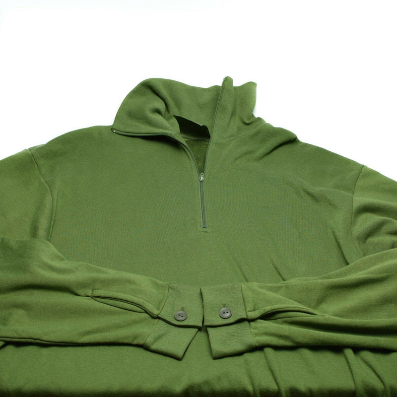 Chemise en tricot originale de l'armée britannique à fermeture éclair Sous-chemise thermique zippée Vert OD