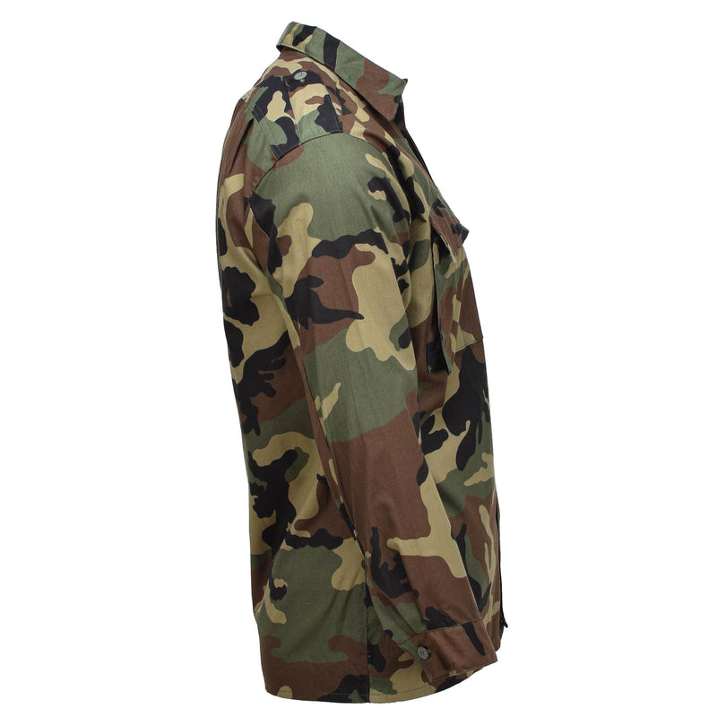 Chemise militaire croate originale en coton BDU camouflage boisé surplus de l'armée NEUF