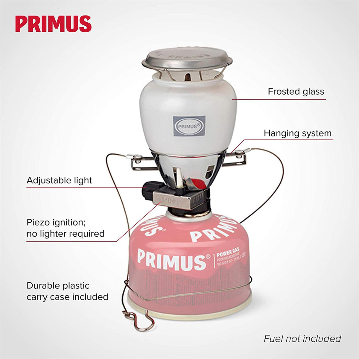 Lanterne à gaz Primus EasyLight 490 lumens Camping Randonnée Lampe extérieure en verre