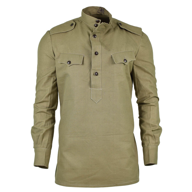 Veste chemise kaki olive originale de l'armée bulgare, veste militaire de combat à manches longues