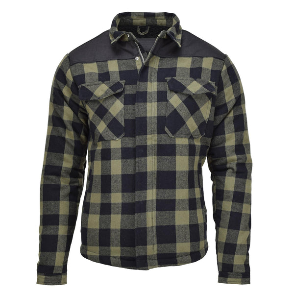 Veste de bûcheron militaire allemande MIL-TEC à carreaux à carreaux noir olive chaud NEUF