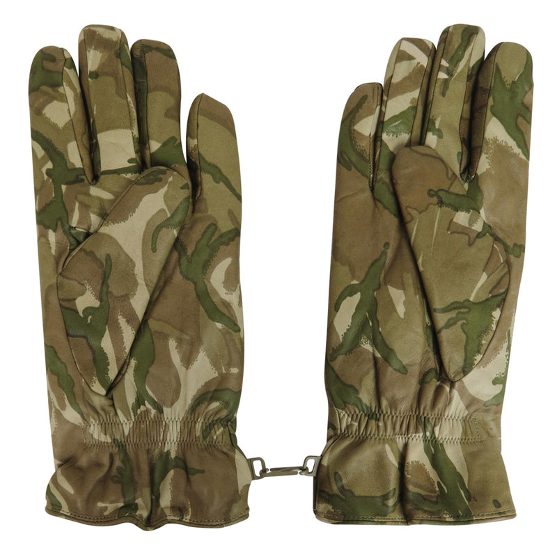 Gants de combat en cuir véritable britannique MK II Gants doublés chauds camouflage MTP