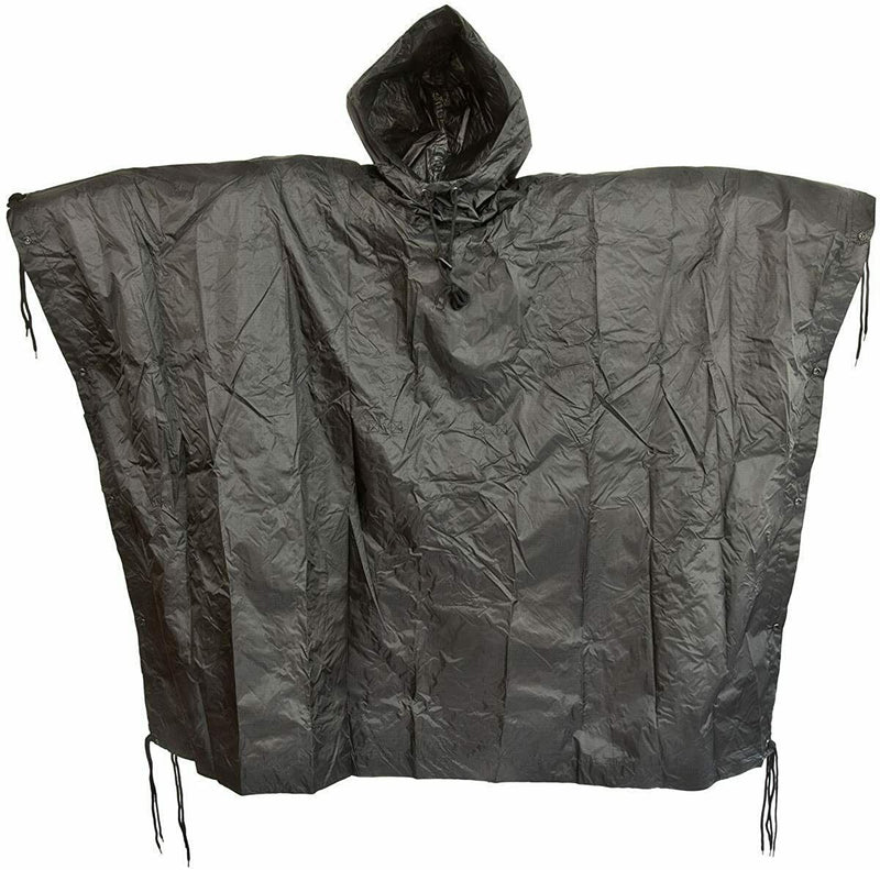 Poncho imperméable de style militaire RipStop pour la pluie Noir