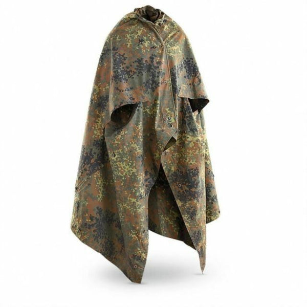 Véritable abri de l'armée allemande, demi-bâche, toile imperméable, poteaux de tente, poncho