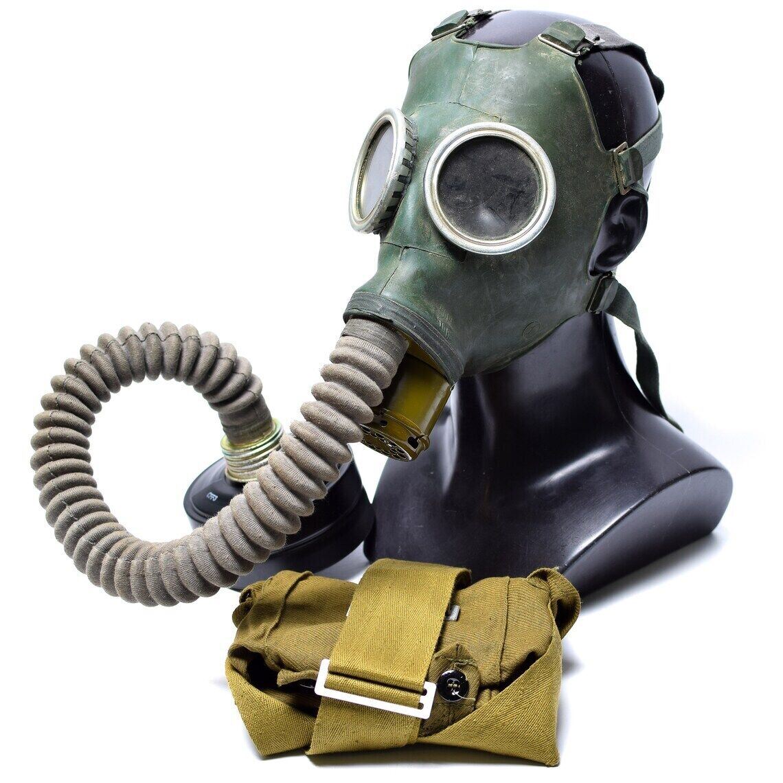 Masque à gaz GP-4 soviétique original des années 1960, kit de surplus militaire vintage en caoutchouc gris