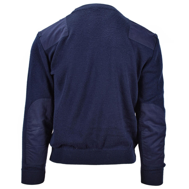 Pull militaire néerlandais authentique Pull militaire bleu Pull officier col en V pour homme