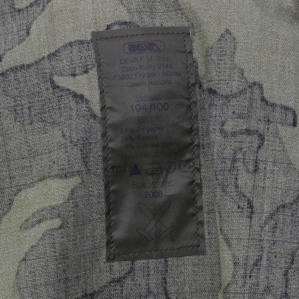 Veste de combat militaire tchèque originale en polycoton VZ95 camouflage