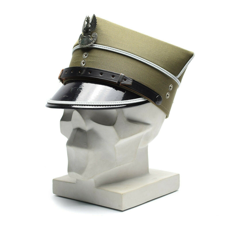 Véritable chapeau à visière militaire polonais d'officier de l'armée polonaise avec cocarde d'aigle à visière NEUF