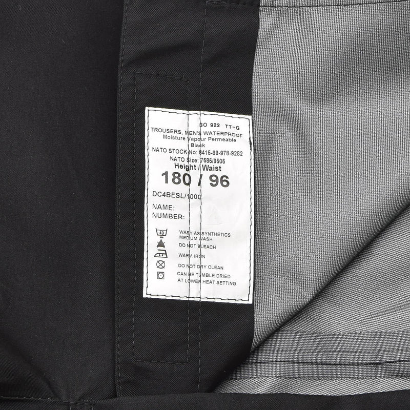 Pantalon de pluie d'extérieur imperméable de la police métropolitaine britannique authentique noir