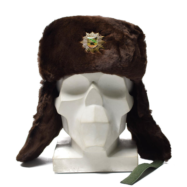 Chapeau d'hiver chaud original de la police allemande pour temps froid, badge ushanka en fausse fourrure NEUF