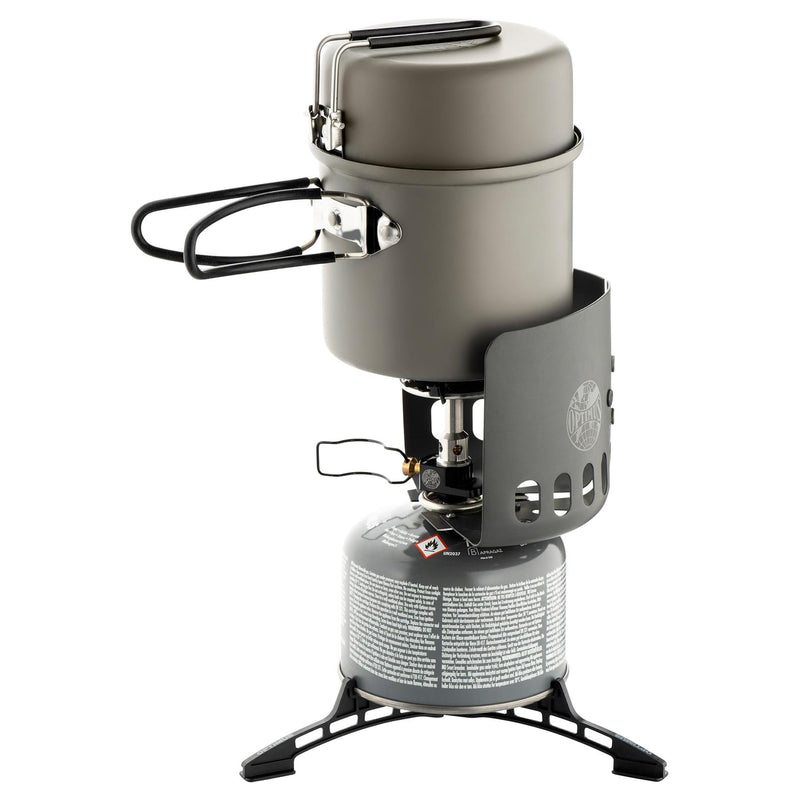 Système de cuisson de camping Optimus Elektra FE, brûleur de cuisson extérieur, poêle pare-brise