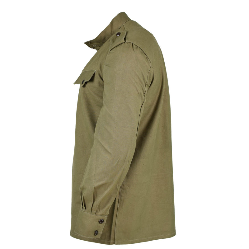 Veste chemise kaki olive originale de l'armée bulgare, veste militaire de combat à manches longues