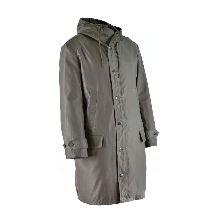 Véritable parka de l'armée allemande olive veste militaire excédentaire manteau long OD vintage NEUF