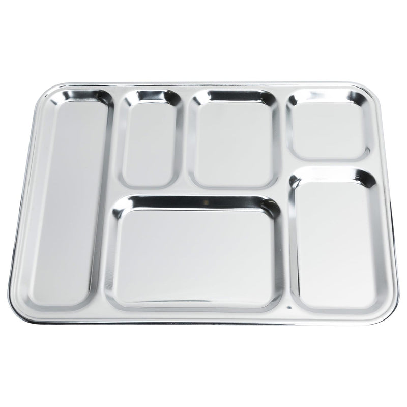Plateau de nourriture militaire français original en acier inoxydable séparateur de nourriture mess hall NEUF