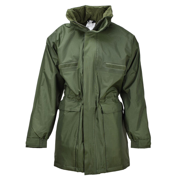 Veste longue de pluie militaire belge originale avec doublure olive imperméable NEUF