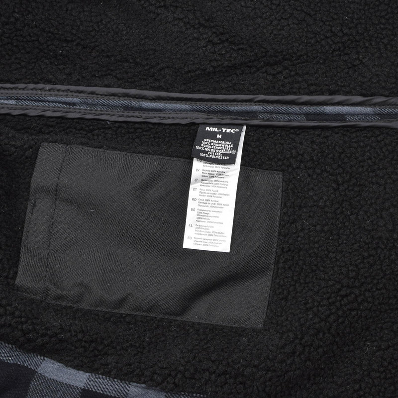 Veste de bûcheron militaire allemande MIL-TEC à carreaux à carreaux noir gris chaud NEUF