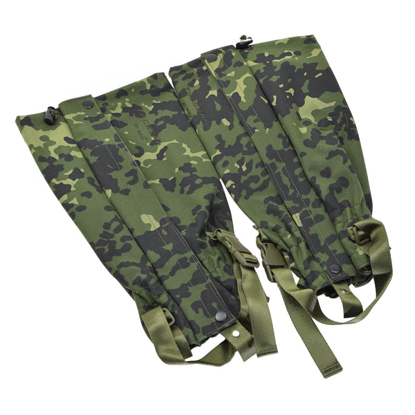 Guêtres de jambe de marque TACGEAR motif camouflage danois M84 crochets métalliques imperméables NEUF