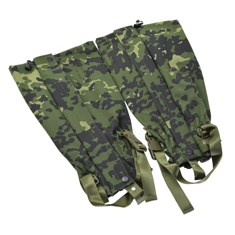 Guêtres de jambe de marque TACGEAR motif camouflage danois M84 crochets métalliques imperméables NEUF