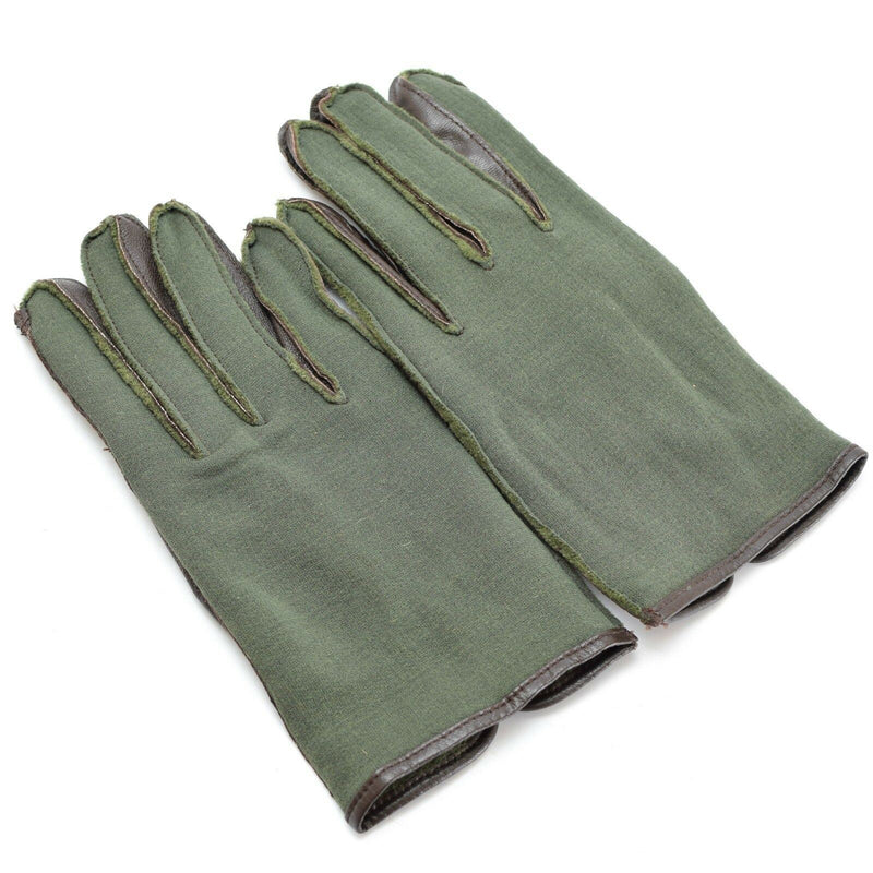 Gants de combat originaux de l'armée belge style Seconde Guerre mondiale gants en cuir nylon Olive NEUF