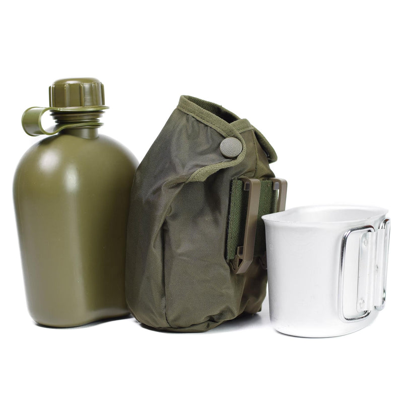 Gourde d'origine de l'armée autrichienne avec pochette pour tasse OD 1 litre cantine NEUF
