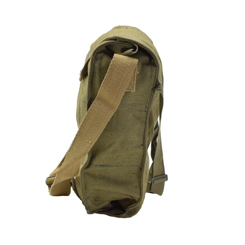 Sac à bandoulière original pour masque à gaz militaire tchèque en toile verte vintage surplus NEUF