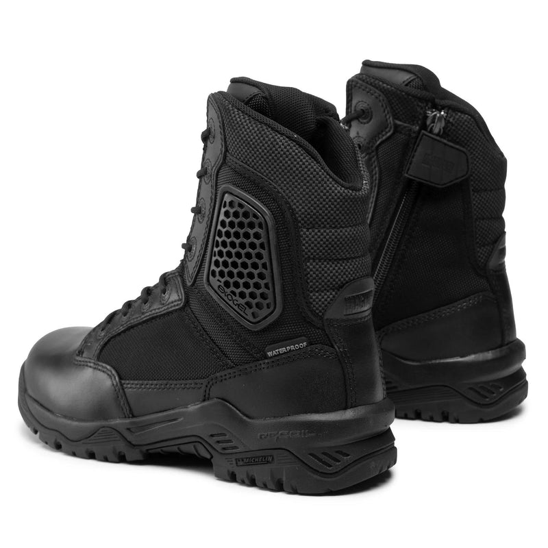 Bottes de combat Magnum Strike Force 8.0 en cuir, chaussures de randonnée tactiques noires