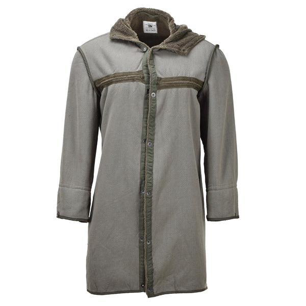 Parka longue militaire allemande originale avec doublure en fausse fourrure et capuche thermique olive