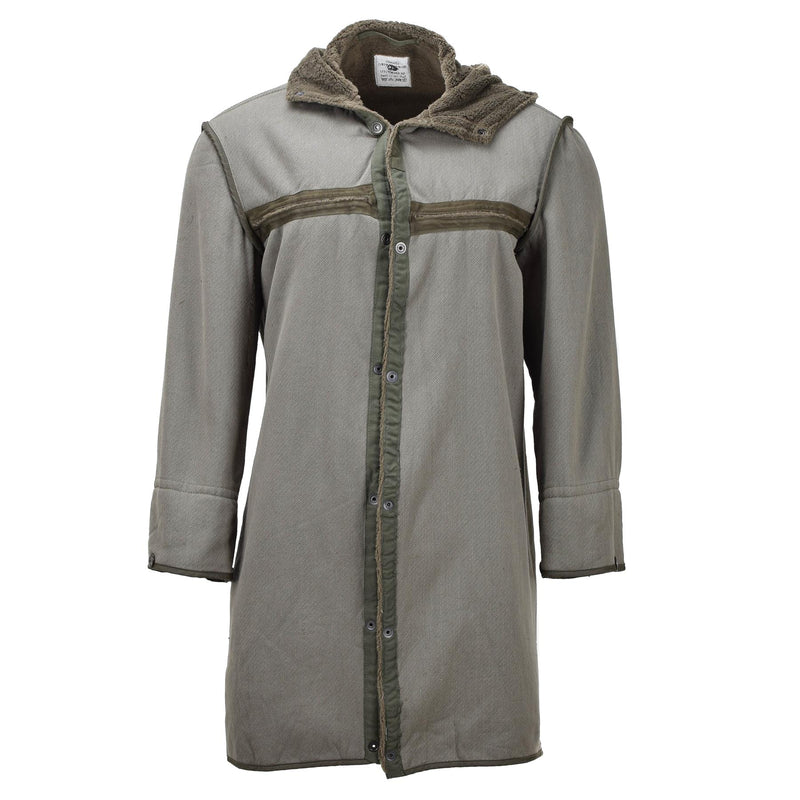 Parka longue militaire allemande originale avec doublure en fausse fourrure et capuche thermique olive