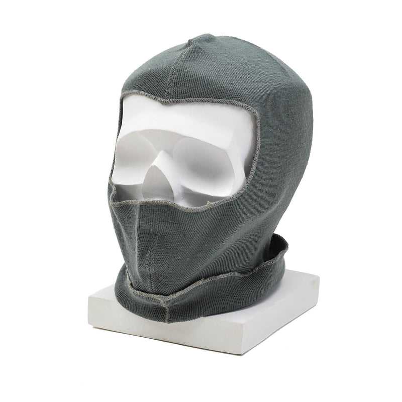 Cagoule militaire suisse originale en laine, masque d'hiver léger et chaud, élastique, gris
