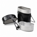 Kit de mess original de l'armée suisse, 3 pièces, ensemble de cuisine de camping en aluminium noir