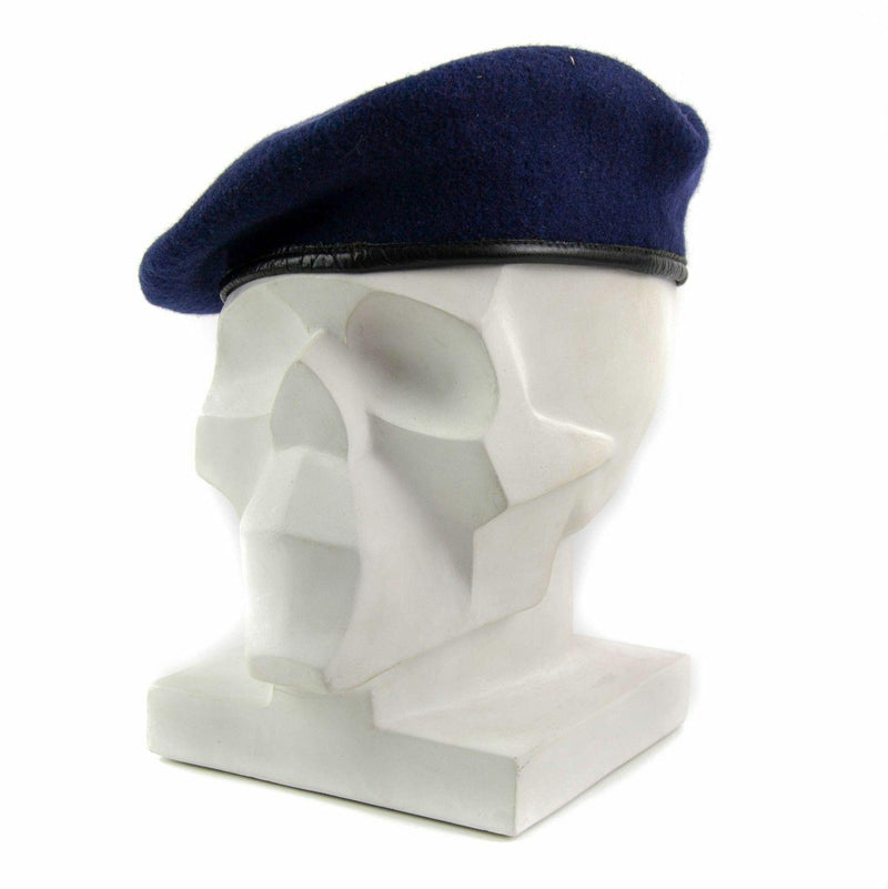 Véritable béret bleu foncé de l'armée allemande, casquette militaire de commandement en laine