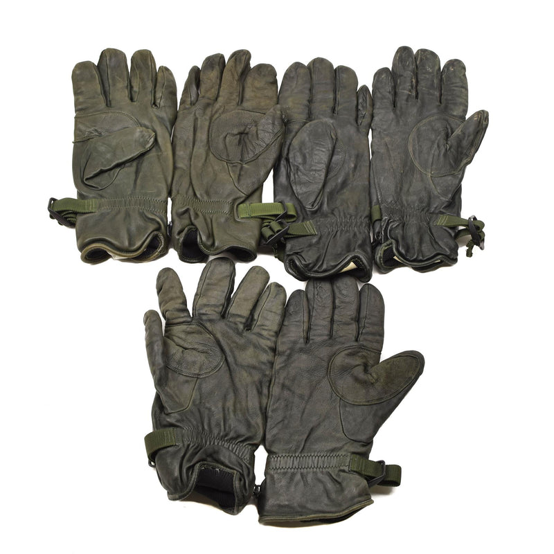 Gants en cuir d'origine britannique militaire MK II doublés vert foncé pour la protection des mains