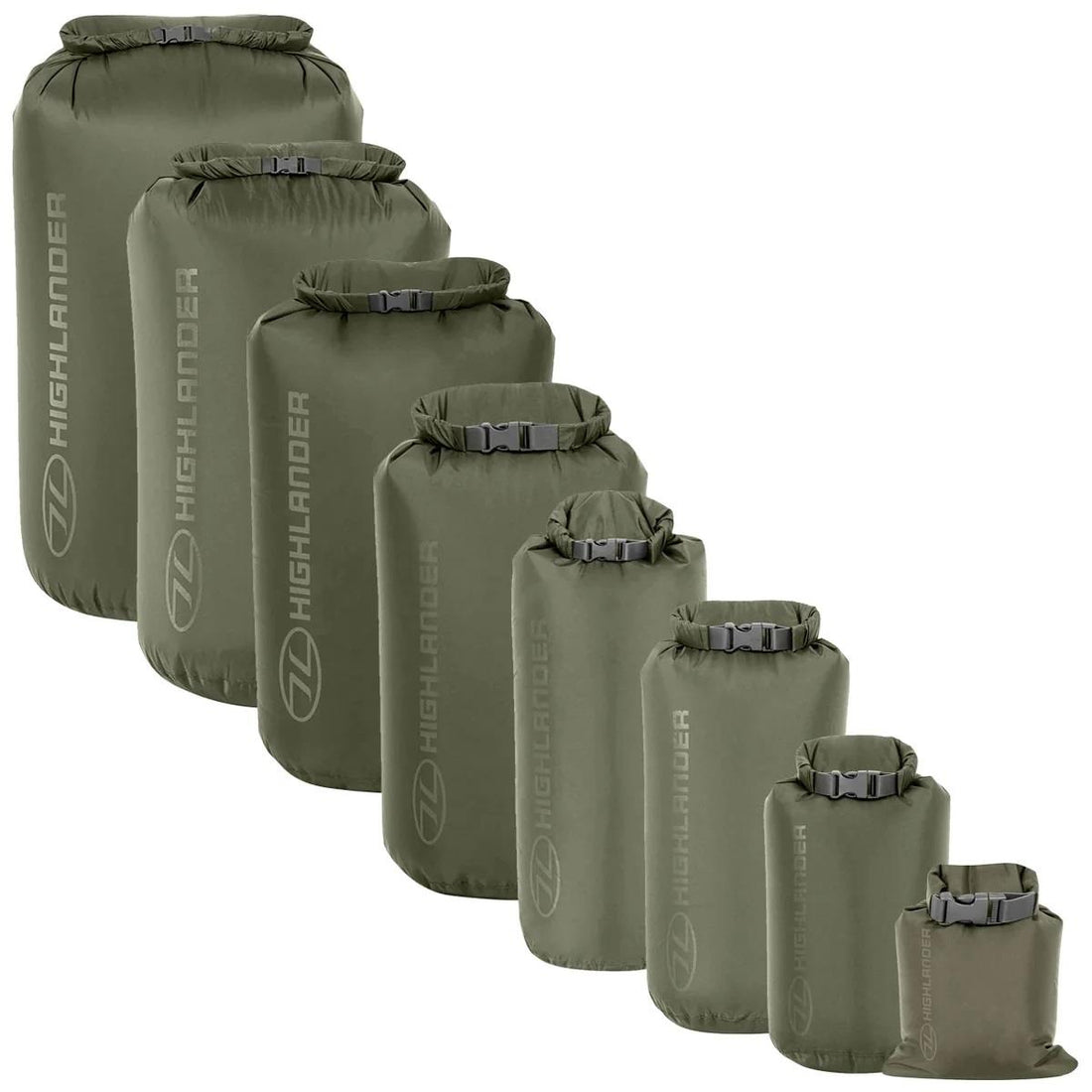 Sacs étanches militaires écossais originaux, 1 à 40 l, avec boucle à dégagement rapide, olive