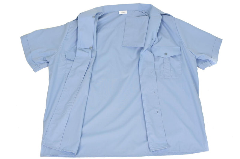 Chemise à manches courtes en coton bleu véritable de la police militaire française Gendarme NEUF
