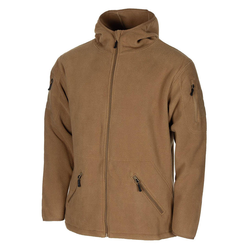 Veste polaire tactique à capuche de style militaire MFH avec fermeture éclair complète pour randonnée en plein air NEUF