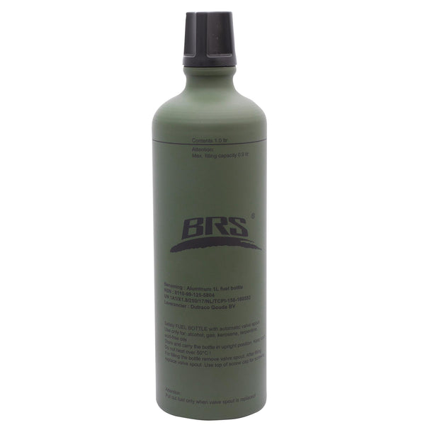 Bouteille de carburant liquide en aluminium BRS de 1 litre avec bouchon à vis léger olive NEUF