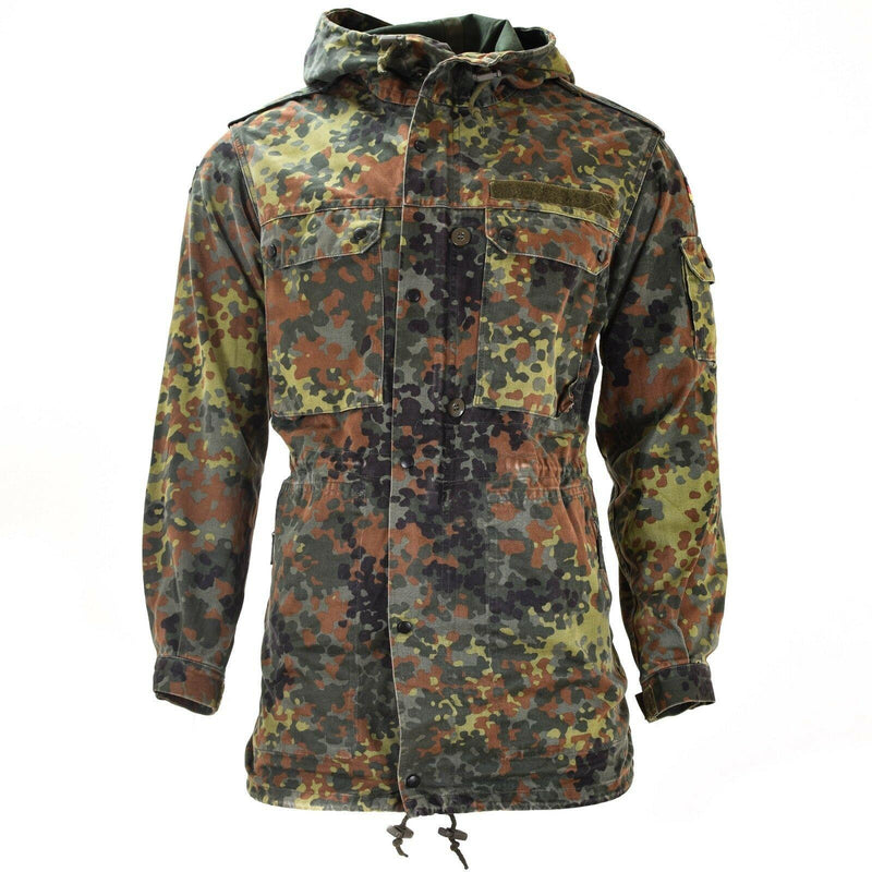 Veste de campagne parka originale de l'armée allemande, camouflage Flecktarn avec doublure