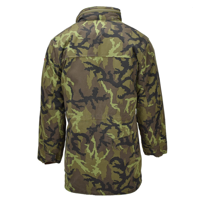 Veste de style parka militaire tchèque originale avec doublure en fausse fourrure camouflage M95