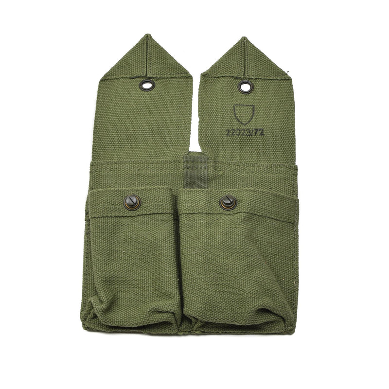 Pochette de chargeur originale de l'armée norvégienne, sac à munitions double vintage en toile verte NEUF