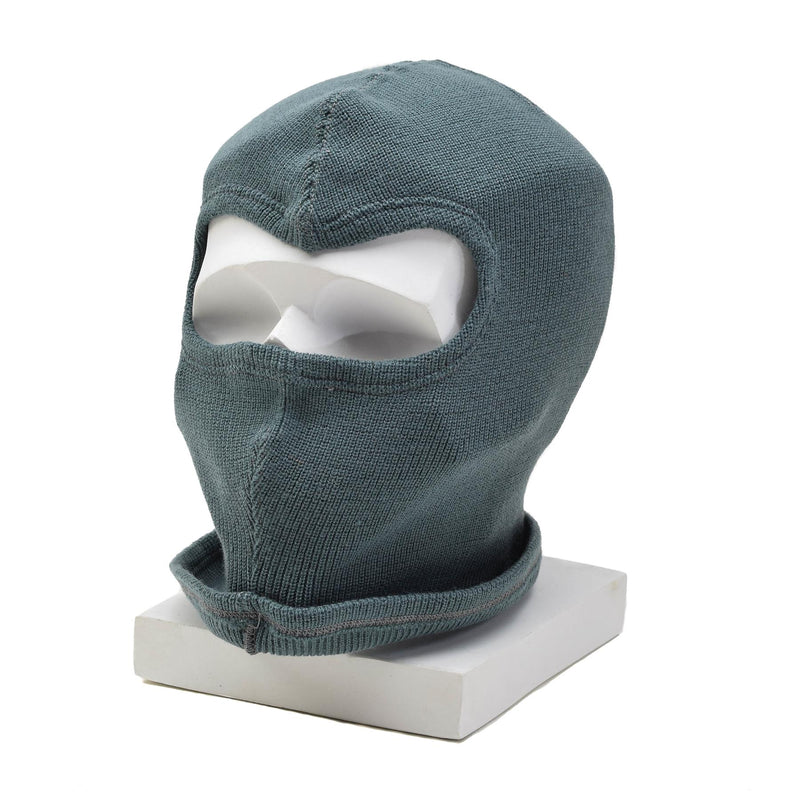 Cagoule militaire suisse originale en laine, masque d'hiver léger et chaud, élastique, gris