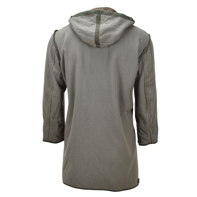 Parka longue militaire allemande originale avec doublure en fausse fourrure et capuche thermique olive