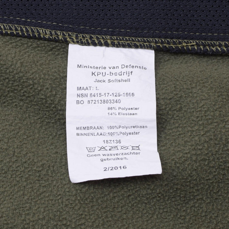 Veste softshell militaire néerlandaise originale avec poches zippées et aisselles ventilées olive