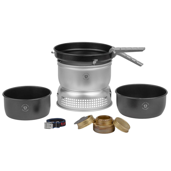 Ensemble de cuisinière pour système de cuisson d'extérieur Trangia avec brûleur à combustible liquide et poêle antiadhésive