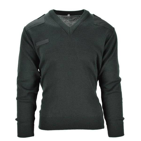 Pull hollandais authentique Pull de l'armée Pull Commando Vert foncé Col en V Homme NEUF 
